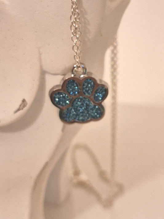 Baby Blue Paw Necklace